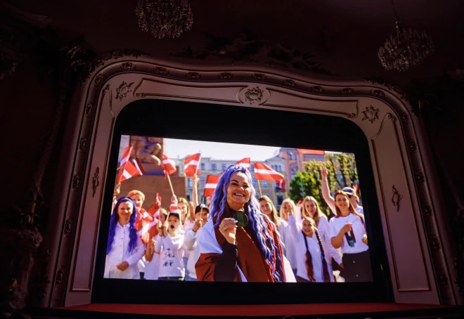 Mirklis no "Maratonu rokzvaigznes" pirmizrādes kinoteātrī "Splendid Palace".