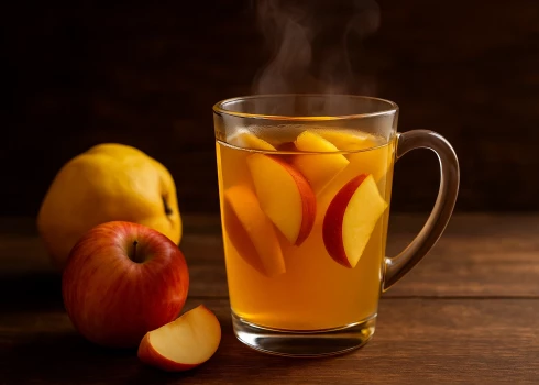 Karstais ābolu un cidoniju dzēriens