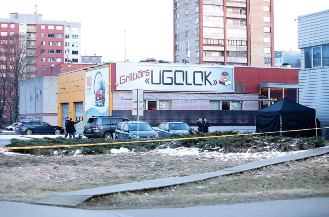 Nozieguma vieta Pļavniekos, Andreja Saharova ielas un Akadēmiķa Mstislava Keldiša ielas krustojumā, kur 2022. gada 11. marta pēcpusdienā nošauts kādreizējās kriminālās autoritātes Ivana Haritonova grupējuma lietā savulaik notiesātais Genādijs Vaļagins.