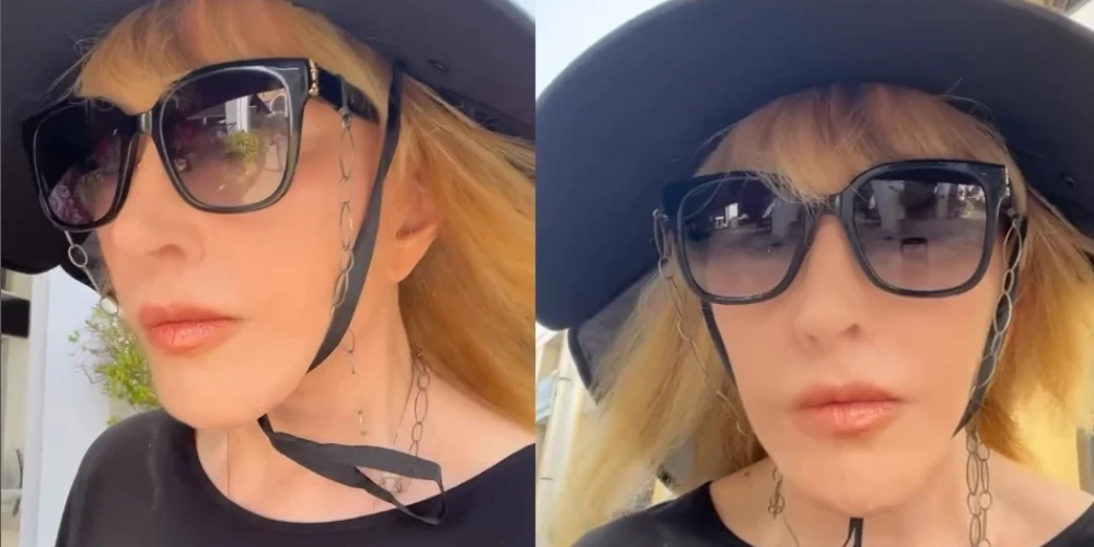 Алла Пугачева на прогулке.