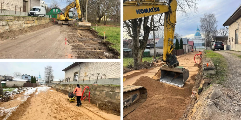 Ludzas Strādnieku šķērsielā šobrīd notiek zemes darbi, lai sagatavotu pamatu ielas un gājēju celiņa bruģēšanai.