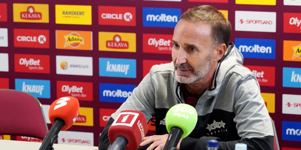 Latvijas vīriešu valstsvienības galvenais treneris Sito Alonso piedalās preses konferencē Latvijas vīriešu basketbola valstsvienības mediju pasākumā "Xiaomi arēnā".