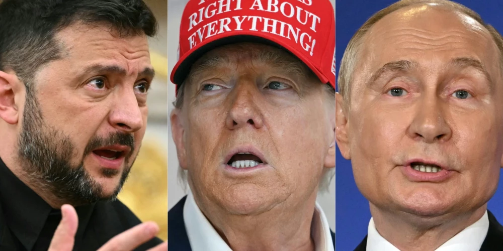 Президент Украины Владимир Зеленский, президент США Дональд Трамп и президент России Владимир Путин.