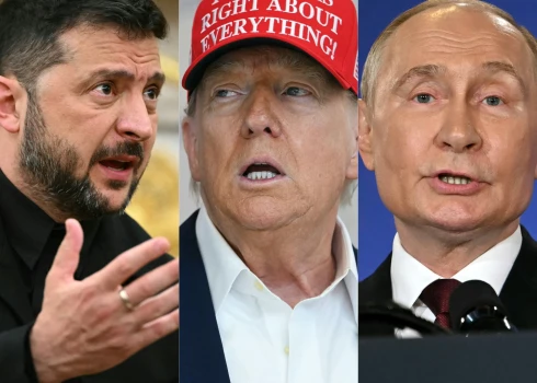 Президент Украины Владимир Зеленский, президент США Дональд Трамп и президент России Владимир Путин.