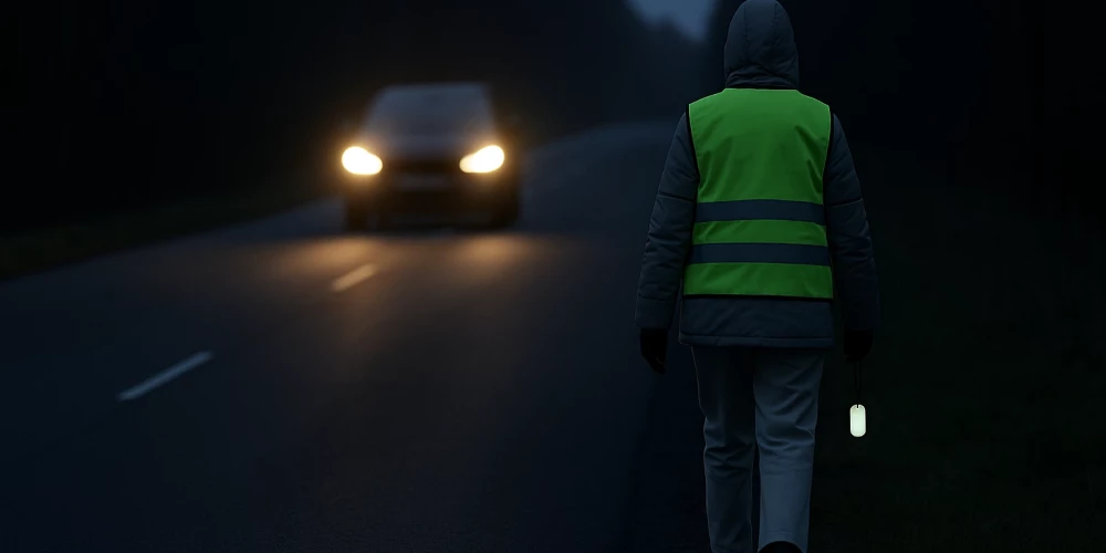Лучше всего передвигаться в темноте в светоотражающем жилете, но полезен будет даже маленький отражатель, особенно если использовать его правильно.
