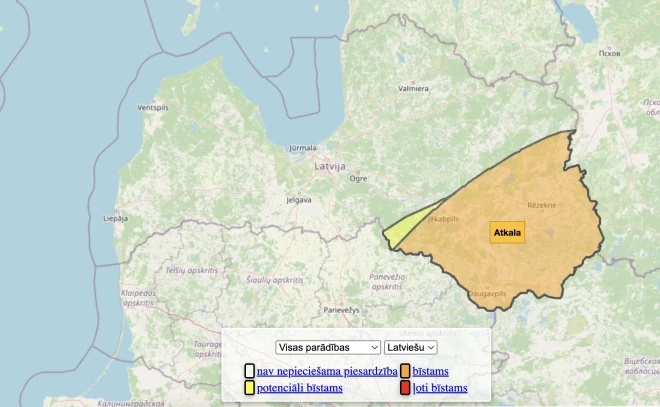 Oranžais laikapstākļu brīdinājums būs spēkā no 26. novembra plkst. 23.00 līdz nākamās dienas plkst. 10.00.