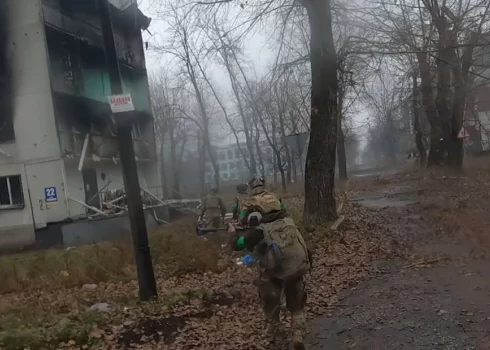 Ukrainas specvienības karavīri Pokrovskā.