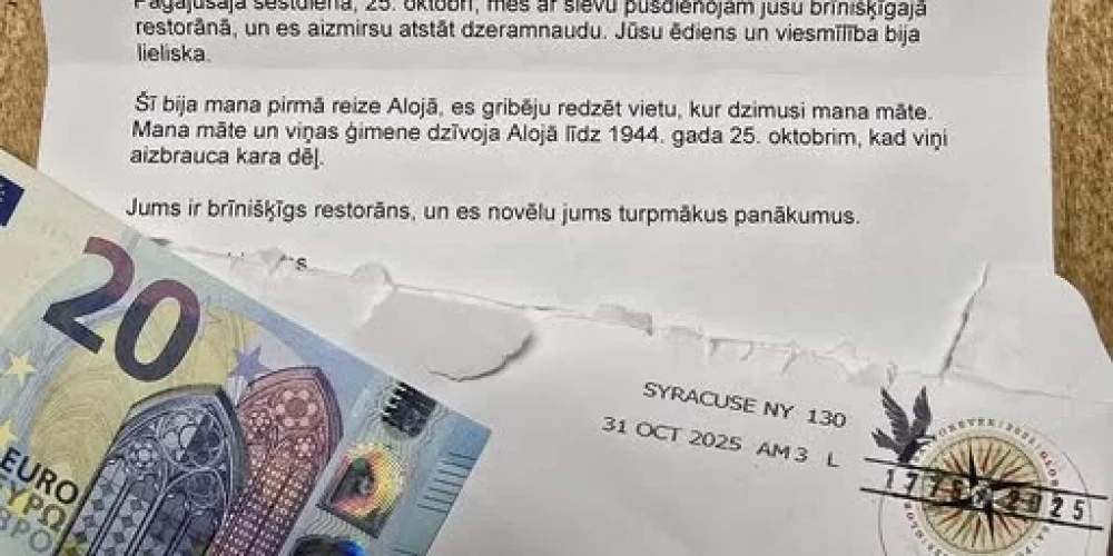 Alojas kafejnīca "Mieriņš" saņēmusi aizkustinošu sūtījumu no Amerikas Savienotajām Valstīm.