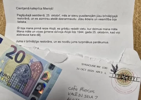 Alojas kafejnīca "Mieriņš" saņēmusi aizkustinošu sūtījumu no Amerikas Savienotajām Valstīm.