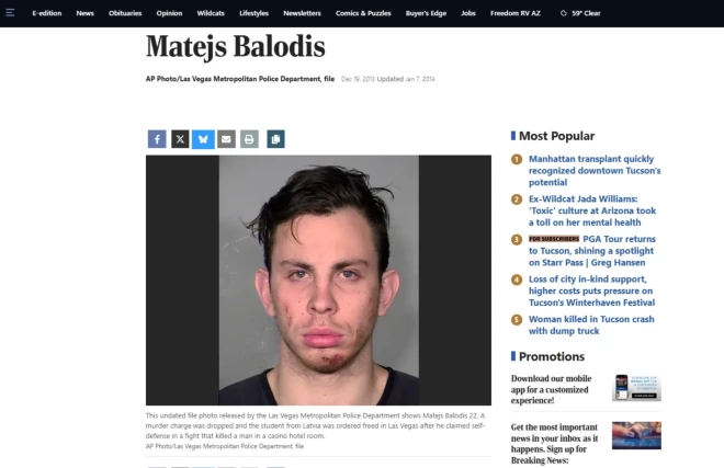 Pirms 12 gadiem Mateja Baloža vārds izskanēja Amerikas ziņu portālu virsrakstos. Toreiz, būdams tikai 22 gadus vecs, latvietis nonāca Amerikas likumsargu redzeslokā par pašu briesmīgāko noziegumu – slepkavību.