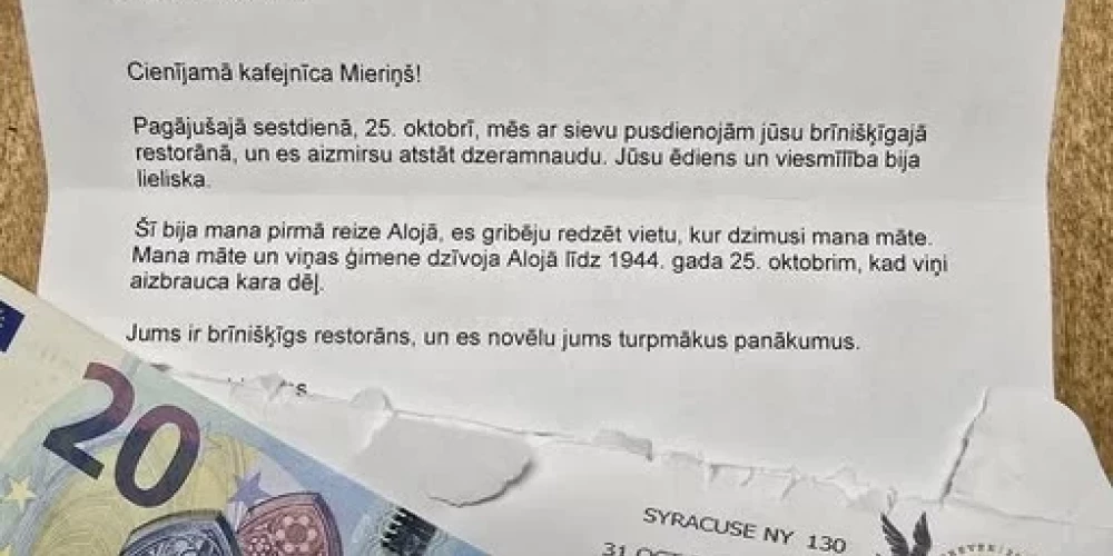 Кафе получило трогательное письмо из США.