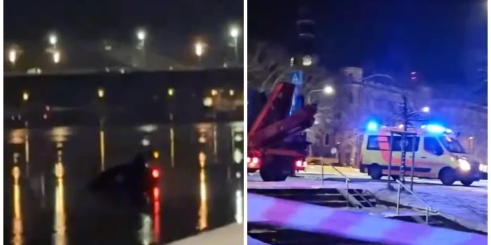 Ierodoties notikuma vietā, glābēji redzēja, ka vieglā automašīna strauji grimst un pazūd ūdenī.