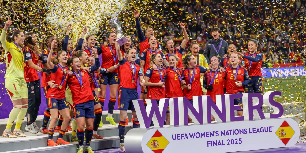 Spānijas sieviešu futbola izlase triumfē UEFA Nāciju līgā (foto: Scanpix / picture-alliance / HMB Media)