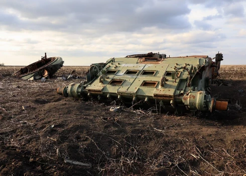 Iznīcināts tanks Ukrainā.