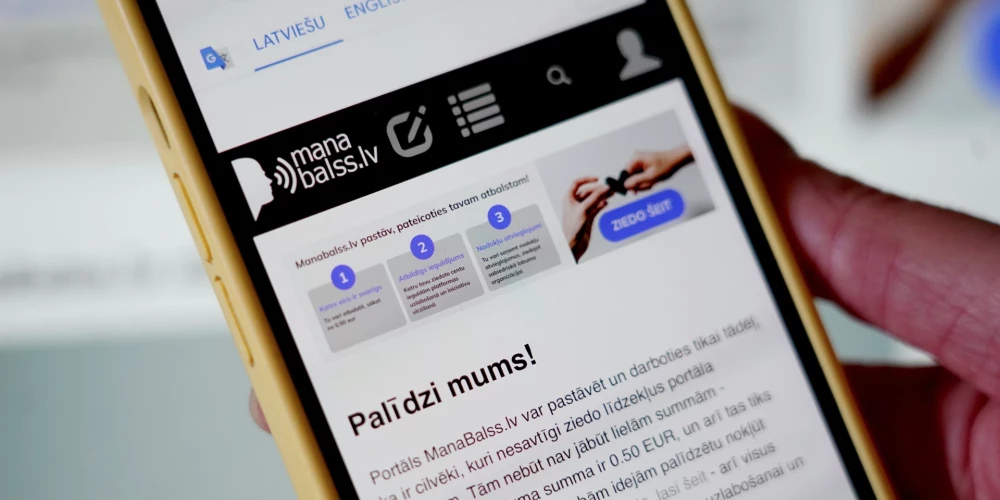 Iniciatīvu platformas "ManaBalss" mājaslapa.