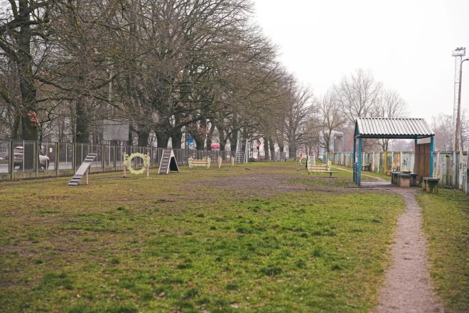 Первая собачья площадка Риги получила новое оборудование.