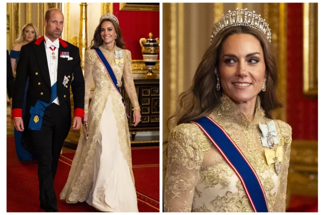 Princese Ketrīna un princis Viljams 2025. gada septembrī, apmeklējot valsts banketu par godu ASV prezidenta vizītei.