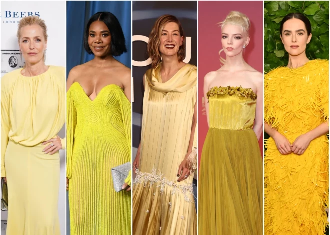 Aiz loga balta ziema, bet uz sarkanajiem paklājiem šovbiznesa zvaigznes tērpjas dzeltenā