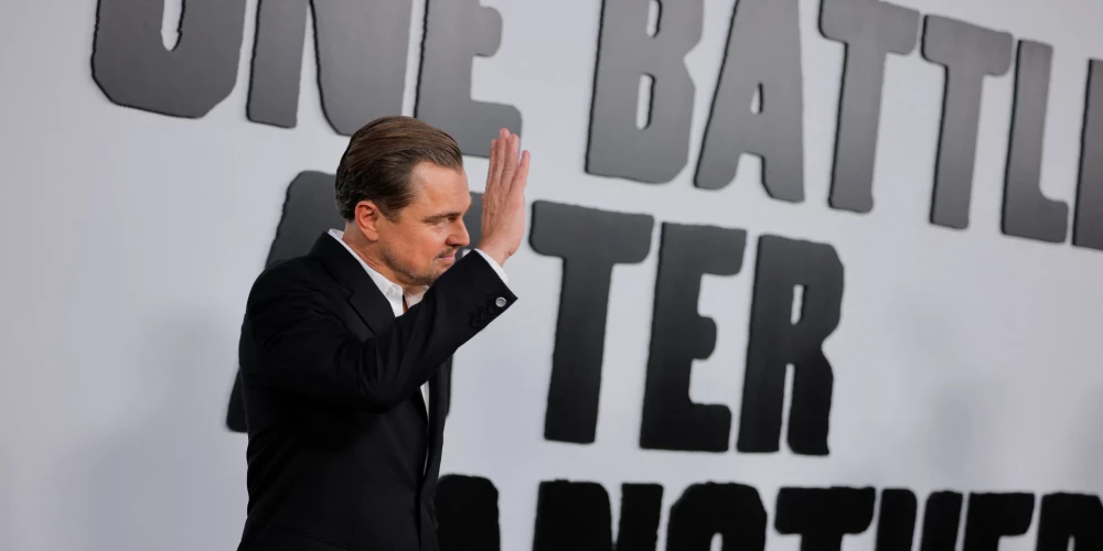 Leonardo Di Kaprio filmas "One Battle After Another" prezentācijā.