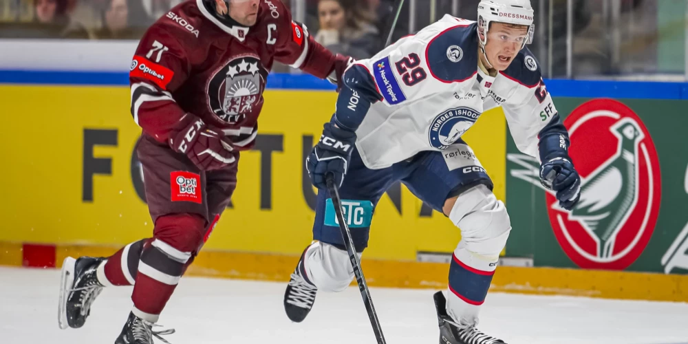 Latvijas izlase pret Norvēģiju izšķirošo pārsvaru guva trešajā trešdaļā (foto: Pāvels Tribuncovs)