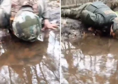 ВИДЕО: российские солдаты вынуждены пить воду из луж в лесу