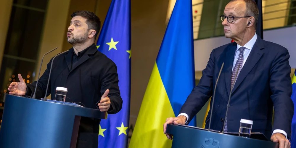 Zelenska un Merca kopīgās preses konferences laikā noticis kuriozs pārpratums.