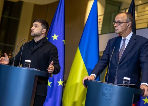 Zelenska un Merca kopīgās preses konferences laikā noticis kuriozs pārpratums.