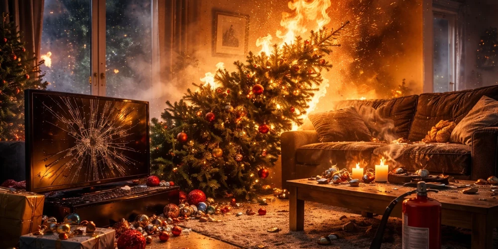 В праздничный сезон каждый третий пожар в домах происходит из-за горящих свечей или перегретых гирлянд.