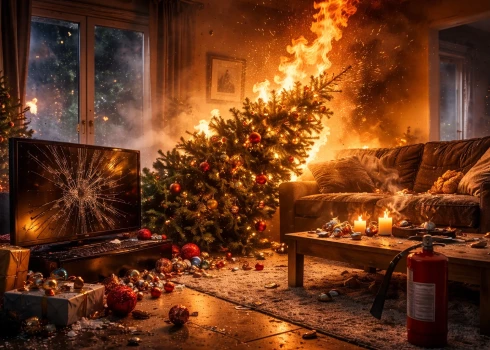 В праздничный сезон каждый третий пожар в домах происходит из-за горящих свечей или перегретых гирлянд.
