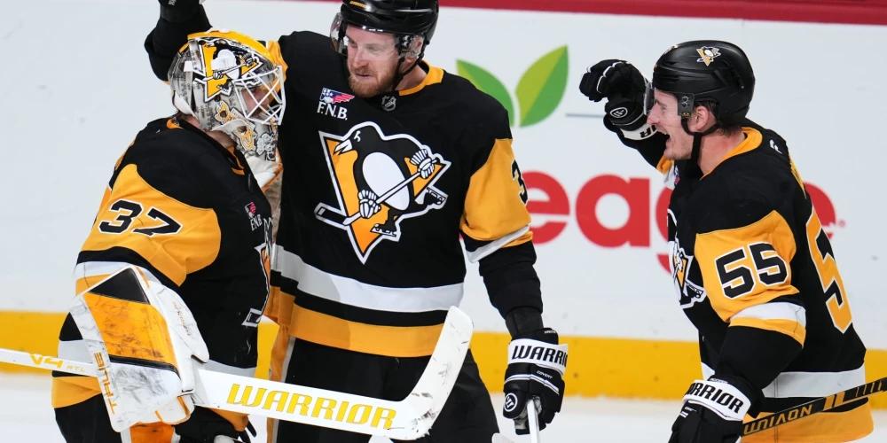 "Penguins" mājās ar 4:3 (2:1, 1:1, 0:1, 0:0, 1:0) pēcspēles metienu sērijā pārspēja Monreālas "Canadiens".