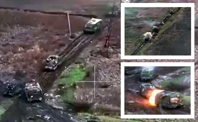 Ukrainas aizstāvji iznīcināja desmitiem krievu iebrucēju transportlīdzekļu.