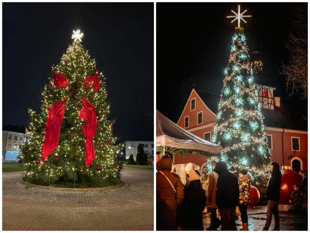Par ceturto skaistāko eglīti Jauns.lv lasītāji šogad atzinuši Bauskas eglīti (pa labi), bet piekto vietu ieņem Valmieras eglīte (pa kreisi).