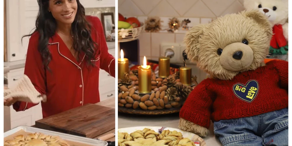 Saseksas hercogiene Megana un latviešu bērnu grāmatiņu varonis lācītis Rūdis.