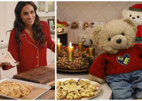 Saseksas hercogiene Megana un latviešu bērnu grāmatiņu varonis lācītis Rūdis.