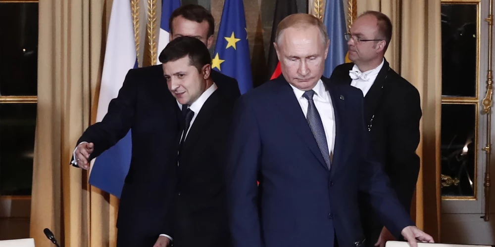 Фото с последней личной встречи Путина и Зеленского 9 декабря 2019 года.