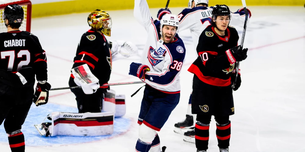 "Blue Jackets" bez Merzļikina uzvar "Senators" komandu.