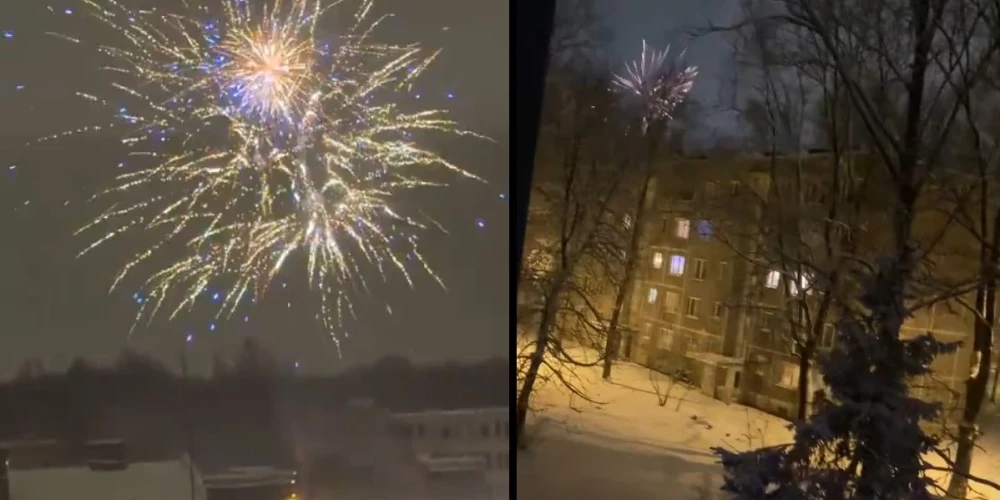 Несмотря на запрет, новогодние фейерверки в Риге запускались и по московскому времени.