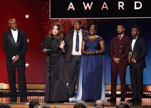 Francine Maisler and the cast of 'Sinners' accept the award for Best Casting and Ensemble
