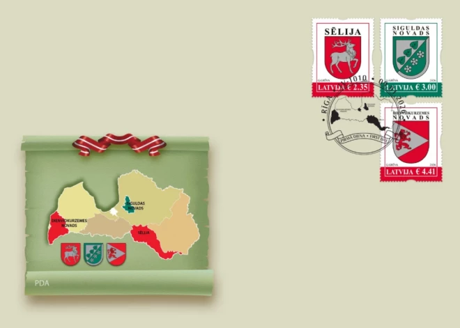 No 9. janvāra pieejamas jaunas "Latvijas Pasta" pastmarkas – veltītas trīs novadiem