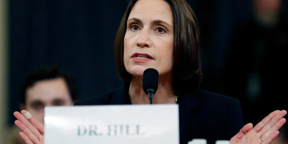 Bijusī Trampa padomniece Eiropas un Krievijas jautājumos Fiona Hila 2019. gadā atbild uz jautājumiem Kongresā