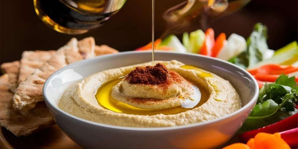 Хумус содержит клетчатку и растительный белок, но также может быть очень калорийным из-за оливкового масла и тахини.