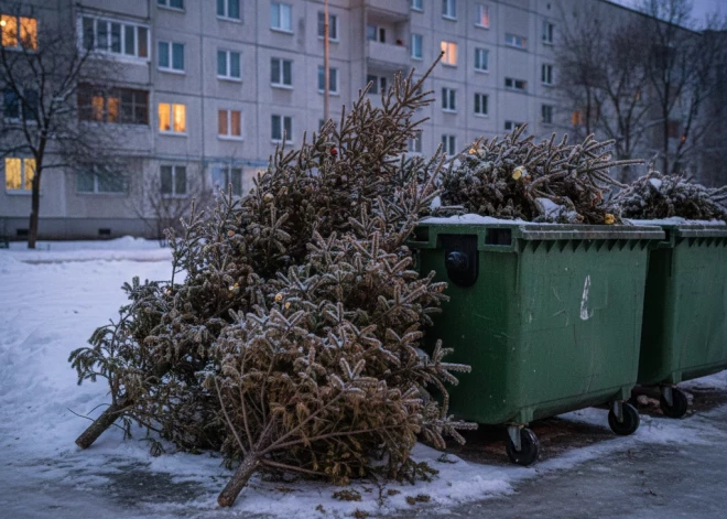 Рижан предупреждают о вывозе елок: пока бесплатно, а скоро уже за деньги - счет выставят всему дому
