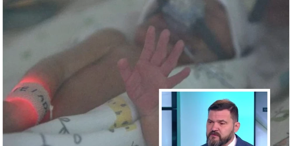 Novokuzņeckas dzemdību nama, kur īsā laikā nomira deviņi jaundzimušie, galvenais ārsts Vitālijs Heraskovs (ekrānuzņēmumi no X; kolāža: jauns.lv)