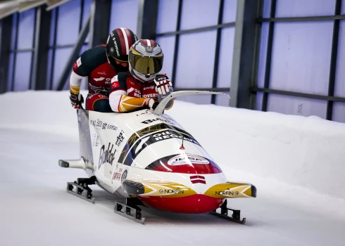 Latvijas bobslejisti - pilots Renārs Grantiņš un stūmējs Lauris Kaufmanis.