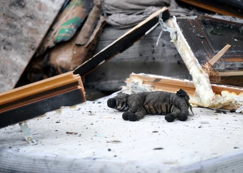 Ugunsgrēka likvidēšanas darbi dzīvojamā mājā Ķekavas novada Ķekavas pagasta Krustkalnu ciemā, kur 16. janvāra rītā izcēlās ugunsgrēks.