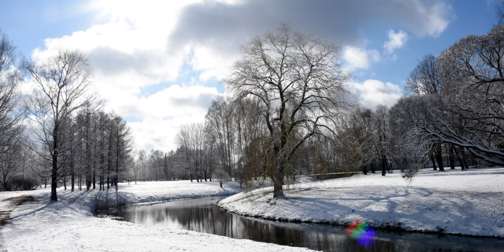 Uzvaras parks un Mārupīte ziemā.