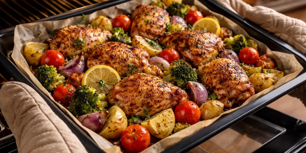 Krāsnī cepta gaļa ar dārzeņiem