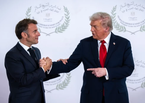 Francijas prezidents Emanuels Makrons un ASV prezidents Donalds Tramps. 