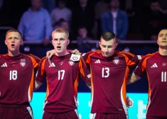 Latvijas telpu futbolisti debijas Eiropas čempionātu Rīgā sāk ar spēcīgās Gruzijas sagraušanu