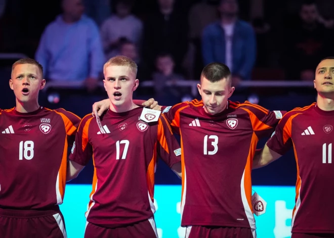 Latvijas telpu futbolisti debijas Eiropas čempionātu Rīgā sāk ar spēcīgās Gruzijas sagraušanu